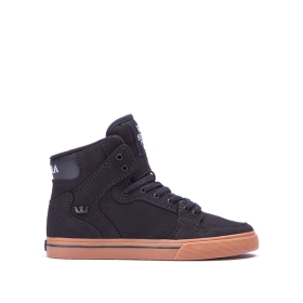 Supra Kids VAIDER Black/Gum High Top Shoes | CA-10678